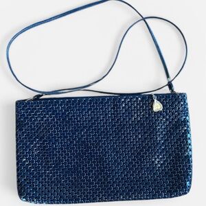 WHITING and DAVIS ladies cocktail handbag, navy zip closure very good condition